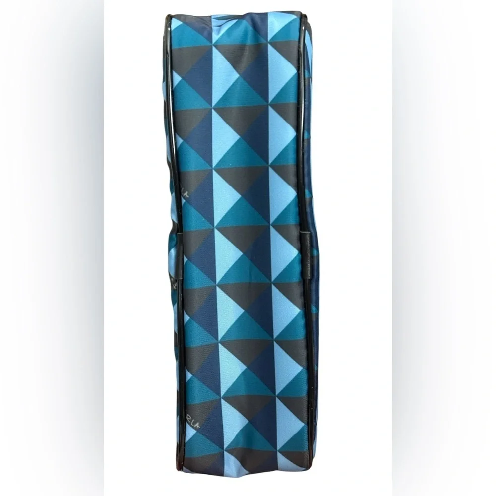New Furla blue geometric cosmetic pouch with dust bag
